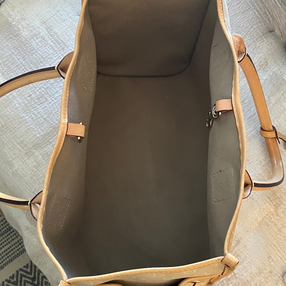 Dooney & Bourke Beige Logo Canvas Tote with Tan Leather Trim - Picture 7 of 8